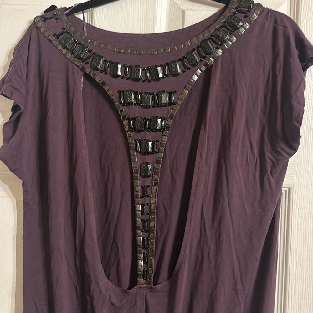 Metropark Purple Tunic Stones Sequins L Large Top